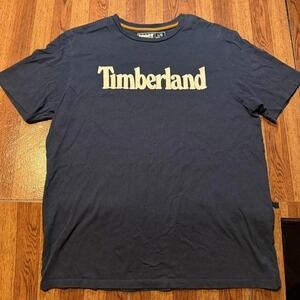 Timberland Blue Cotton Workwear Graphic Crew Shirt Large